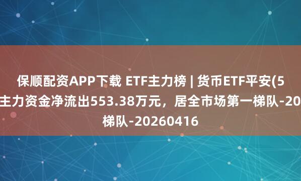 保顺配资APP下载 ETF主力榜 | 货币ETF平安(511700)主力资金净流出553.38万元，居全市场第一梯队-20260416