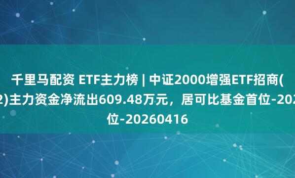 千里马配资 ETF主力榜 | 中证2000增强ETF招商(159552)主力资金净流出609.48万元，居可比基金首位-20260416